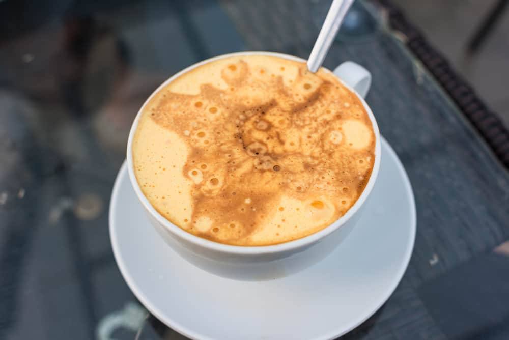 Traditional Hanoi egg coffee in a cup